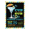 Adult Fun Sun Cocktails Summer Party Invitation Card
