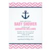 Anchor And Chevrons Nautical Baby Shower {Pink} Invitation Card