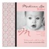 Baroque In Pink Baby Girl Announcement Square Invitation Card