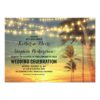 Beach Sunset And String Lights Wedding Invitation Card