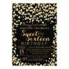 Black Gold Foil Confetti Sweet 16 Party Invitation Card