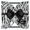 Black White Zebra Invite Ribbon & Jeweled Bow Square Invitation Card