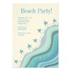 Blue Beach Waves Starfish Summer Party Invitation Card
