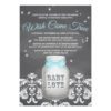 Blue Chalkboard Firefly Mason Jar Baby Shower Invitation Card