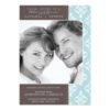 Blue Elegant Damask Photo Rehearsal Dinners Invitation Card