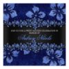 Blue Faux Glitter & Velvet Floral Sweet Sixteen Square Paper Invitation Card
