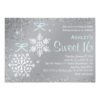 Blue Silver Snowflake Sweet Sixteen Invitation Card