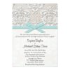 Blue Vintage Lace And Pearls Glamour Wedding Invitation Card