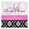 Bridal Shower Invitation Damask Hot Pink Monogram Square Invitation Card