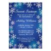 Bright Snowflakes Blue Winter Wonderland Sweet 16 Paper Invitation Card