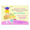 Cartwheels And Cupcakes Gymnastics Birthday Party Invitation Card