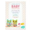 Chevron Rainbow Owls In Tree Baby Shower Invitation Card