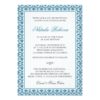 Chic Blue Damask Bat Mitzvah Invitation Card