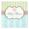 Chic Damask & Stripe Baby Shower Tea Invitation Square Invitation Card