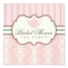 Chic Damask & Stripe Bridal Shower Tea Invitation Square Invitation Card