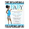 Chic Glam Modern Mom Blue Zebra Baby Shower Invitation Card