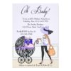 Chic Mom And Buggy With Gifts Invitation Card