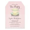 Chic Teacup On Pink Birthday Tea Party Invitation Card