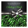 Chic Zebra Sweet Sixteen Invite With Jeweled Bow Square Invitation Card