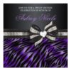 Chic Zebra Sweet Sixteen Invite With Jeweled Bow Square Invitation Card