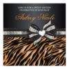 Chic Zebra Sweet Sixteen Invite With Jeweled Bow Square Invitation Card