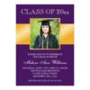 Classy Purple Gold Photo Graduation Announcement Invitation Card