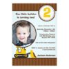 Construction Front Loader Photo Boy Birthday Party Invitation Card