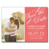 Coral Vintage Script Photo Save The Date Postcard
