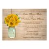 Country Rustic Mason Jar Sunflowers Wedding Invitation Card