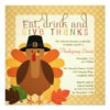 Cute Turkey Thanksgiving Dinner Square Paper Invitation Card