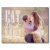 Eat Drink Be Married White Save The Date Postcard