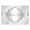 Elegant Damask Floral Swirl Silver Rsvp Paper Invitation Card