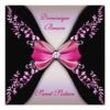 Elegant Pink And Black Invite With Diamond Bow Square Invitation Card