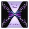 Elegant Purple And Black Invite With Diamond Bow Square Invitation Card