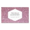 Elegant White Emblem On Pink Glitter Background Double-Sided Standard Business Cards (Pack Of 100)