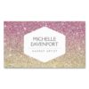 Elegant White Emblem On Pink Ombre Glitter Double-Sided Standard Business Cards (Pack Of 100)
