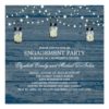 Engagement Party Rustic Wood Mason Jar And Lights Square Paper Invitation Card