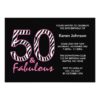 Fabulous 50Th Black And Pink Zebra Birthday Invitation Card