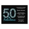 Fabulous 50Th Black And Teal Zebra Birthday Invitation Card