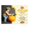Fall Little Pumpkin Photo Birthday Party Invitation Card