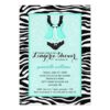 Fancy Wild Aqua Zebra Lingerie Shower Bachelorette Invitation Card