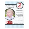Fire Truck Stripes Photo Boy Birthday Party Invitation Card