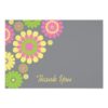 Flat Thank You Note Card | Pink Yellow Green Daisy Invitation Card