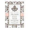 Fleur De Lis Bridal Shower Invitations Pink Brown Invitation Card