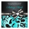 Floral Swirl Sweet Sixteen Invite With Jeweled Bow Square Invitation Card