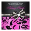 Floral Swirl Sweet Sixteen Invite With Jeweled Bow Square Invitation Card