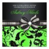 Floral Swirl Sweet Sixteen Invite With Jeweled Bow Square Invitation Card