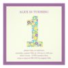 Flower Power First Birthday Invitation - Purple Square Invitation Card