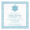 Glitter Snowflake Teal Sweet 16 Winter Wonderland Square Paper Invitation Card