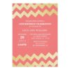 Gold Glitter Chevron Birthday Party | Coral Invitation Card